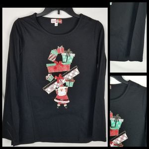 🌻Merry Wear christmas boxes long sleeve tee black